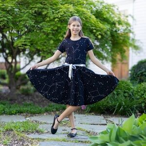 Svaha Constellation Print Black glow in the dark dress